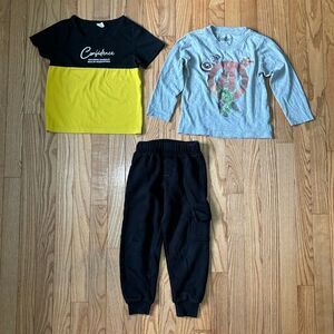 Boys 3 piece outfit tshirts pants short long sleeve graphic tea cargo pants kids